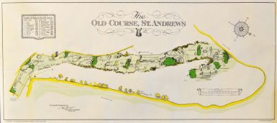 A MacKenzie - The Old Golf Course St Andrews coloured course plan - from the original depicted by