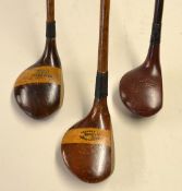 Robert Forgan 'Scotia' stripe topped spoon together with a Harry Cawsey stripe topped driver and a