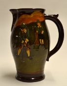 Royal Doulton Golfing Kingsware series ware quart jug c1920s - dark treacle finish decorated with