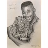 Boxing Lennox Lewis Signed Portrait inscribed 'Nuff Respect Lennox Lewis' in pencil, a pencil