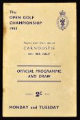 Rare 1953 Official Open Golf Championship programme - played at Carnoustie on Monday and Tuesday