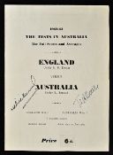 1962/63 E. Dexter and R. Benaud Signed England v Australia Cricket Publication to contain the