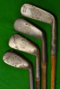 4x Tom Stewart irons and a putter - all stamped D & W Auchterlonie to incl smf iron, mashie, m/