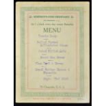 Don Bradman Signed 1930 Menu dated 22nd Sept 1930 - Simpson's Fish Ordinary Menu, 76 Cheapside, E.C.