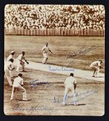 1932 'The Bodyline Series' England v Australia Signed Cricket Print signed by Bradman, Allen, O'