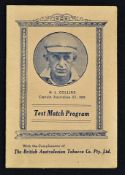 1926 Tobacco Cricket 'Test Match Programme' a pocket sized single sheet card, with a score card