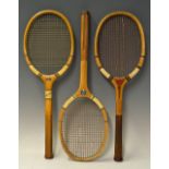 Selection of Wooden Tennis Rackets to incl' a Spalding 'Ascot' model, a Spalding 'Exmoor' Patent and