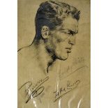 1922 Ted 'Kid' Lewis World Welterweight Champion Boxing Signed Portrait - signed by the artist J.