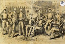 Late 19th Century 'The Australian Cricketers' Cricket Print depicting the cricket team posing,