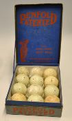 Original Penfold blue and red decorative golf ball box and golf balls c/w hinged lid with makers