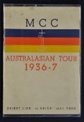 Rare 1936/37 M.C.C. Tour to Australia Signed Orient Line Publication with signatures internally to