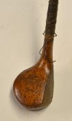 Alex Patrick Special golden persimmon scare head brassie c.1900 full brass sole plate and fitted
