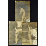 Early 1900 Kent Cricket Signed Humphreys, Fielder and Fairservice Real Photo Postcards all having