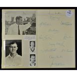 1956 England Cricket Team Signed Page with players including Hutton, May, Edrich, Bedser, Laker,