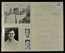 1956 England Cricket Team Signed Page with players including Hutton, May, Edrich, Bedser, Laker,