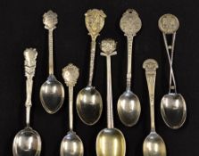8x early 20th c Golf Club and other silver tea spoons to incl Cleckheaton Golf Club, The Liverpool