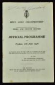 Rare 1946 Official Open Golf Championship programme signed by Sam Snead - for the Third and Fourth