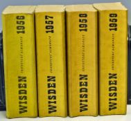 1956 - 1959 Wisden Cricketers Almanacks all edited by Norman Preston, soft backs with age related