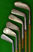 5x irons and putter to incl 2x cleeks, mashie, an iron and 3 iron - one stamped Condie another