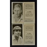 1928 Major Drapkin Australian and English Test Cricketers Cigarette Cards real photograph format,