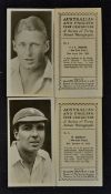 1928 Major Drapkin Australian and English Test Cricketers Cigarette Cards real photograph format,