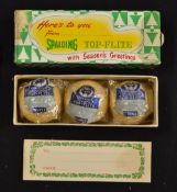 3x Spalding Top-Flite dimple pattern wrapped golf balls - in the original season greetings box