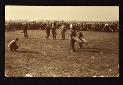 Ted Ray and Harry Vardon 1915 Wartime golf match postcard played at Walton Heath c/w wartime