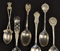 6x various Golf Clubs silver decorative teaspoons - to include Leicestershire Golf Club, Gt Yarmouth