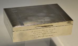 1951 Oldham Golf Club Captain's Silver Prize - silver presentation cigarette box - engraved"Oldham