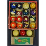 Set of Mister Billiard Balls spots and stripes include white ball, boxed, together with Super