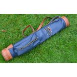 A good leather period style Sunday golf bag c/w pockets and leather shoulder strap-in the style of