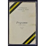 Scarce 1926 Australian Cricket Team Programme of Return Journey - London to Sydney, with an