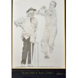 Dickie Bird and Allan Donald Cricket Print signed by the Artist - signed by the artist in gold to