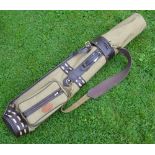 Fine"Hickory Golf" South of England leather and canvas golf bag c/w removable travel hood, good-