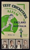 Rare 1936/37 Test Cricketers Cigarette Card Album England v Australia an empty album with minor tape