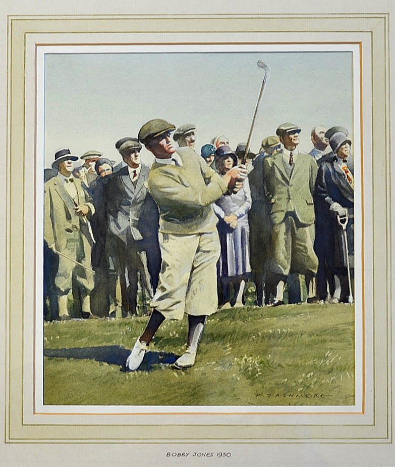 Ashmore, Peter J (1923-) BOBBY JONES 1930 Golf Grand Slam- watercolour signed by the artist -