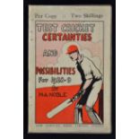1928/29 Test Cricket Certainties and Possibilities Booklet by M.A. Noble, New Century Press Limited,