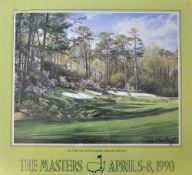 Hartough, Linda signed (after) THE MASTERS 1990 - THE 13TH HOLE" original poster - signed by the