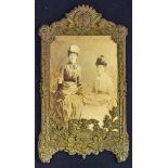 Early Photograph of two Victorian Ladies in Tennis Costume contained within a special frame made