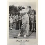 Sam Snead USA signed large publicity poster - titled Sam Snead c/w list of all his majors, Ryder Cup