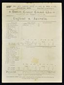 1898 Australia Tour to England - England v Australia Score Card at Kennington Oval, date 14, 15, and