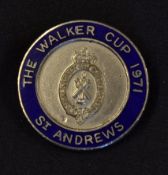 1971 St. Andrews Walker Cup players enamel badge - issued to Geoff Marks with GB&I winning 13-11 for