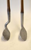 2x early Anti Shank irons to incl an exaggerated Smith's patent niblick stamped Morris & Youds