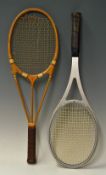 Scarce Hazells 'Red Star' Streamline Wooden Tennis Racket - the famous triple branch racket, British