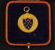 St Anne's 9ct gold and enamel golf medal - engraved on the back"Scratch Medal-Winner" wt 3gms - in