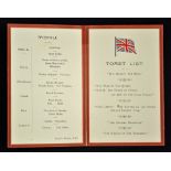 1912 M.C.C. Dinner Menu to our Australian & South African guests dated 15 July, held at Lord's