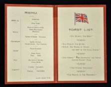 1912 M.C.C. Dinner Menu to our Australian & South African guests dated 15 July, held at Lord's