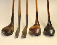 3x various medium size socket head woods to incl Gibson striped top driver, Spalding BAP driver with