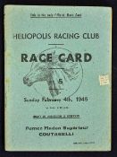 1945 Heliopolis Racing Club Race Card dated 4 February 'The Jockey Club of Egypt', with pencil