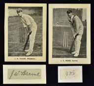 J. Hobbs and J. Hearne Signed Cricket Clippings both clippings mounted to card, together with 'The